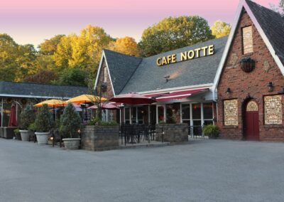 Cafe Notte exterior at sunset