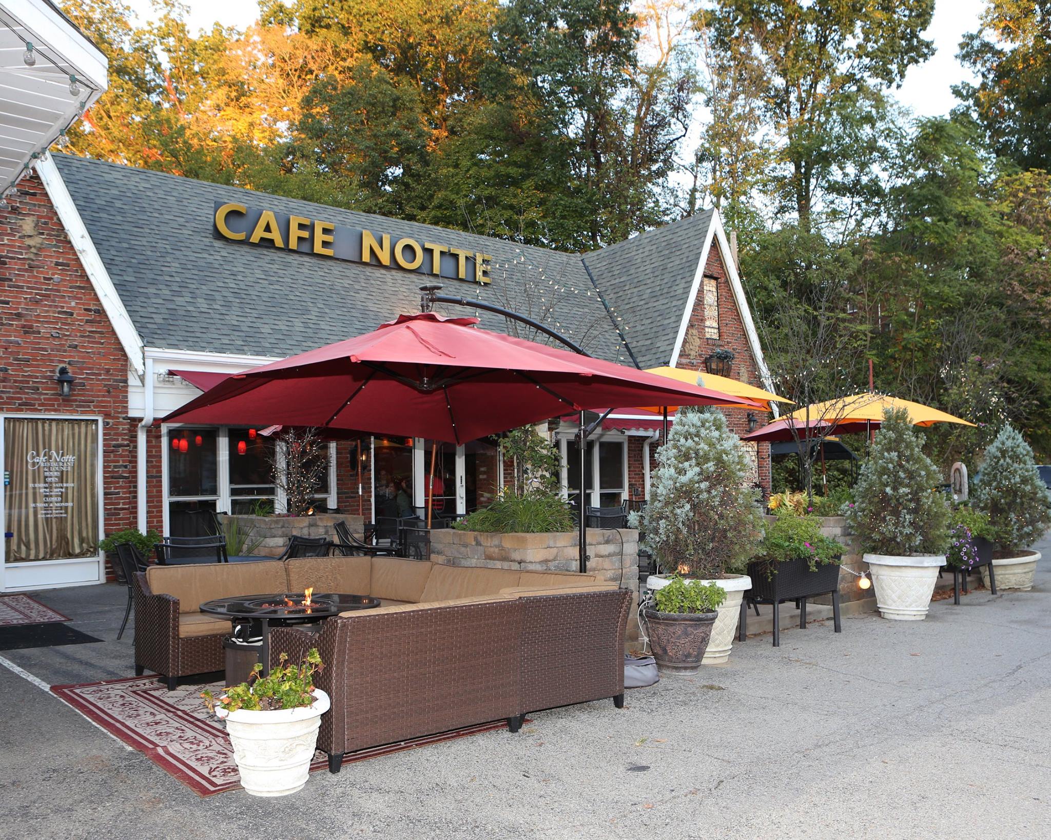 Comfortable patio in front of the cafe